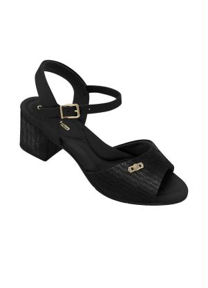 Sand�lia Comfortflex (Preta) com Enfeite