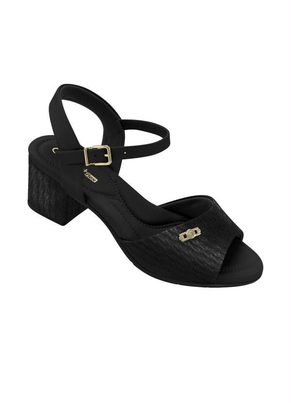 Sand�lia Comfortflex (Preta) com Enfeite