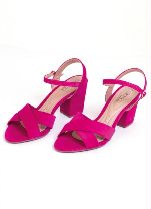 Sand�lia de Tira (Pink) Salto Blocado Beira Rio