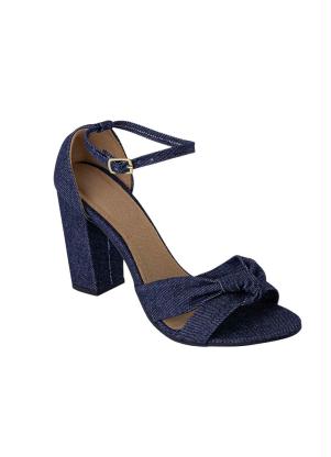 Sand�lia (Jeans) em Tecido com Amarra��o