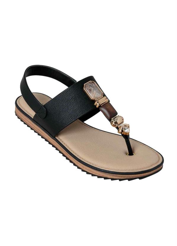 Sand�lia Modare (Preto) com Aplica��es de Adere�os