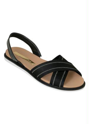 Sand�lia Moleca (Preta) com Tiras Transpassadas