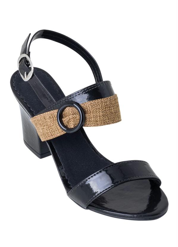 Sandália (Preta) com Detalhe em Tecido Sandália (Preta) com Detalhe em Tecido