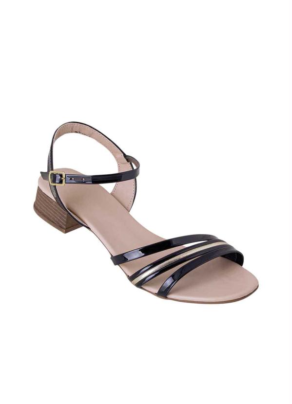 Sand�lia (Preta) em Detalhe Dourado