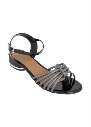 Sand�lia Salto Baixo (Preta) com Fivela