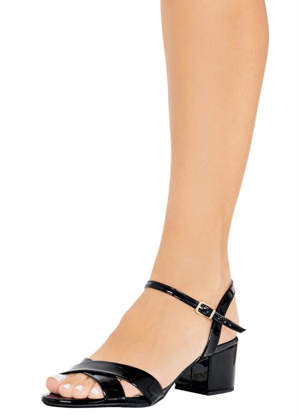 Sandália Vizzano Preta em Sintético Verniz - Multimarcas