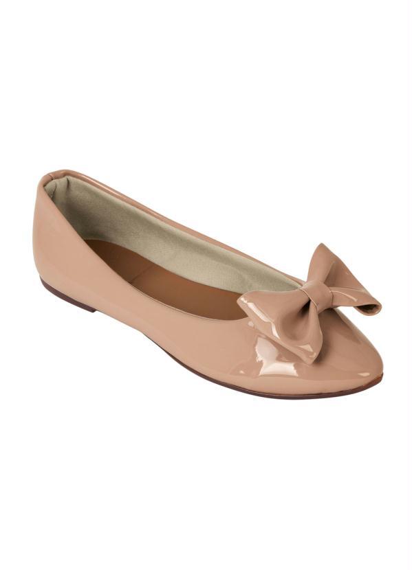 Sapatilha (Nude) Verniz com Laço Decorativo Sapatilha (Nude) Verniz com Laço Decorativo