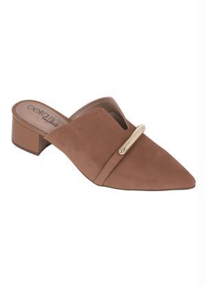 Tamanco Mule Beira Rio (Camel) com Detalhe Dourado