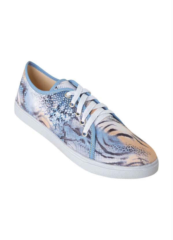 Tênis (Azul)Em Tecido Estampado Tênis (Azul)Em Tecido Estampado