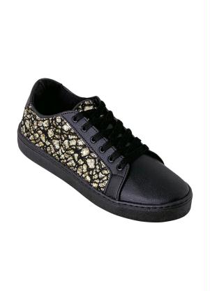 T�nis Casual (Preto) com Renda Bordada