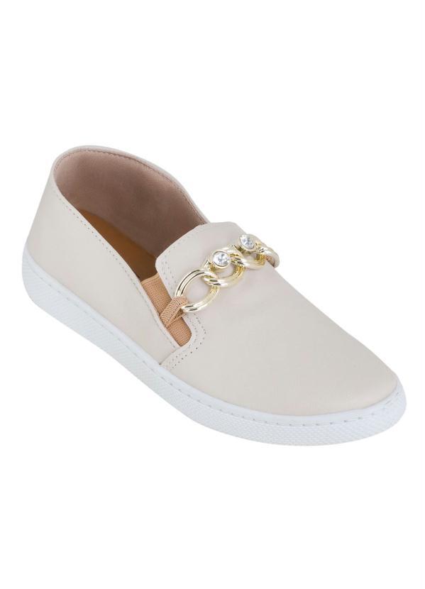 T�nis (Off White) com Adere�o Dourado