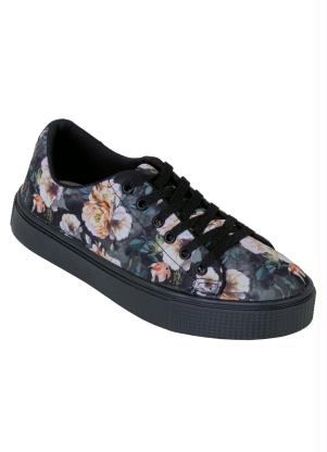 Tênis (Preto) em Tecido Estampado Tênis (Preto) em Tecido Estampado