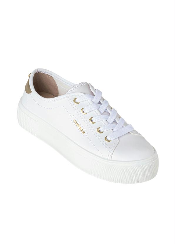 Tênis Moleca (Branco) em Sintético com Dourado Tênis Moleca (Branco) em Sintético com Dourado