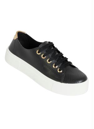 T�nis Moleca (Preta) com Detalhe Dourado