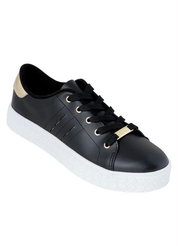 T�nis Moleca (Preto) com Detalhe Dourado