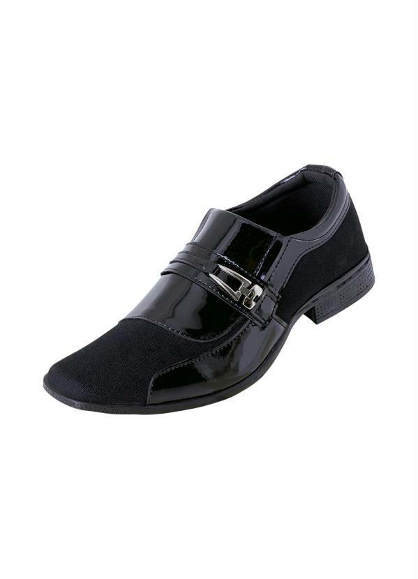 Sapato Social (Preto) em Sint�tico Verniz e Tecido