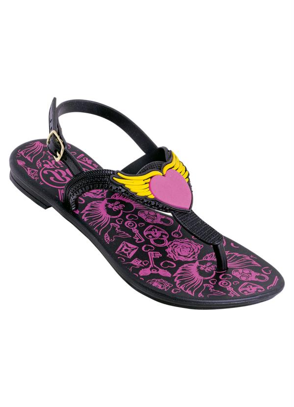 Sand�lia Infantil (Preta) com Aplique