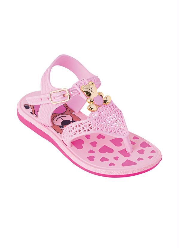 Sand�lia Infantil (Rosa) com Adere�o de Ursinho