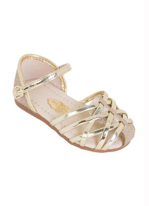 Sand�lia Molekinha (Dourada) com Glitter