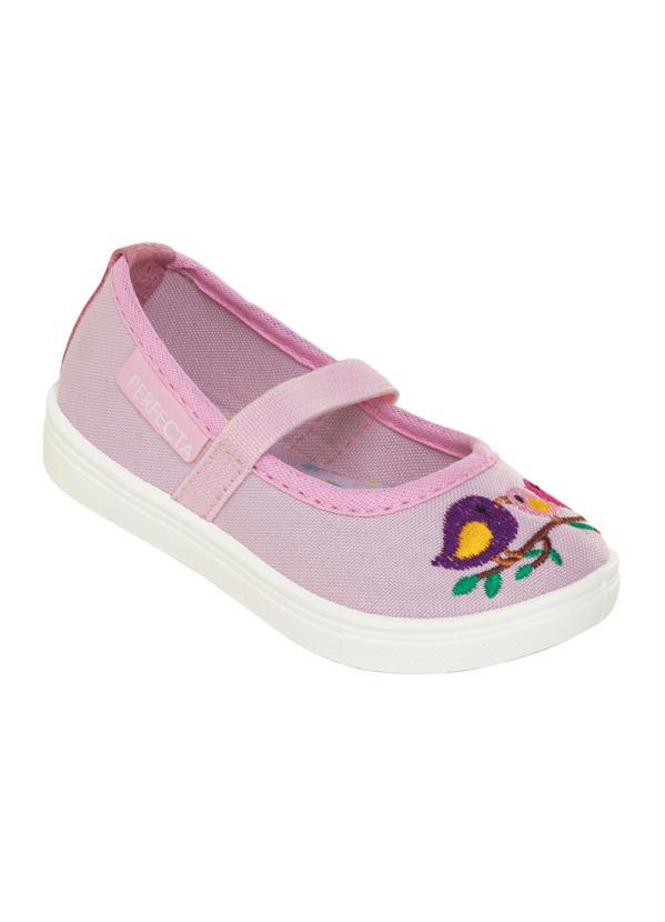 Sapatilha Beb� (Rosa) com Bordado P�ssaro