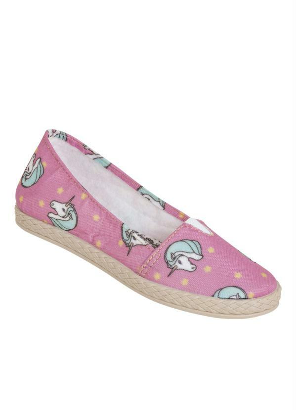 Sapatilha (Rosa) com Estampa de Unic�rnio