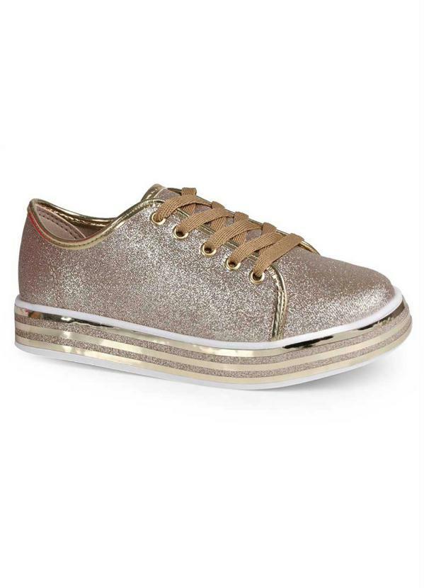 tenis molekinha glitter dourado