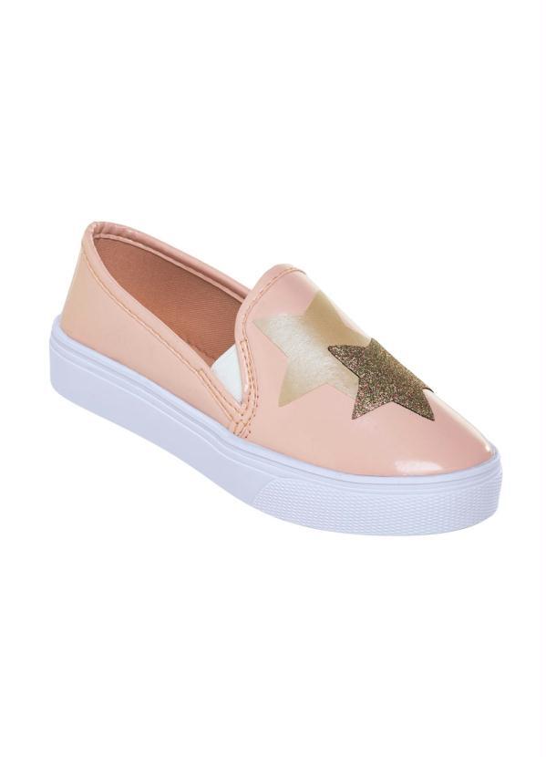 Tênis Infantil (Nude) com Verniz e Aplique Glitter Tênis Infantil (Nude) com Verniz e Aplique Glitter