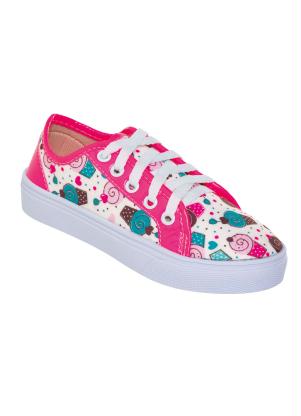 T�nis Infantil (Pink) Estampado e Detalhes Verniz
