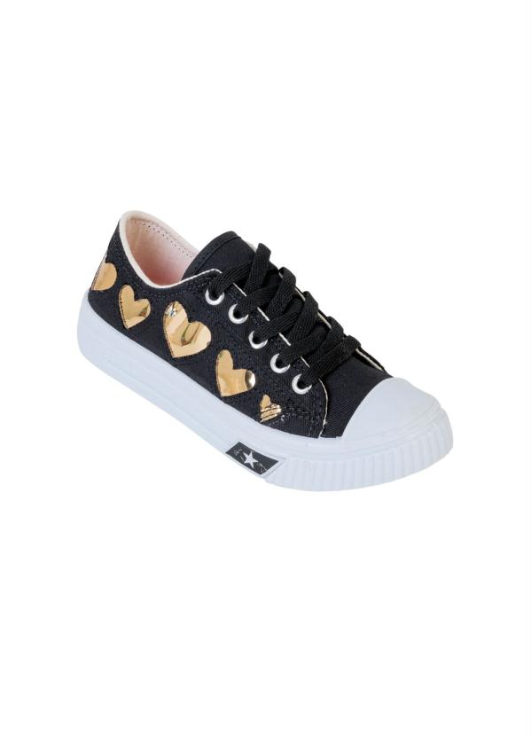 Tênis Infantil (Preto) com Corações Dourados Tênis Infantil (Preto) com Corações Dourados