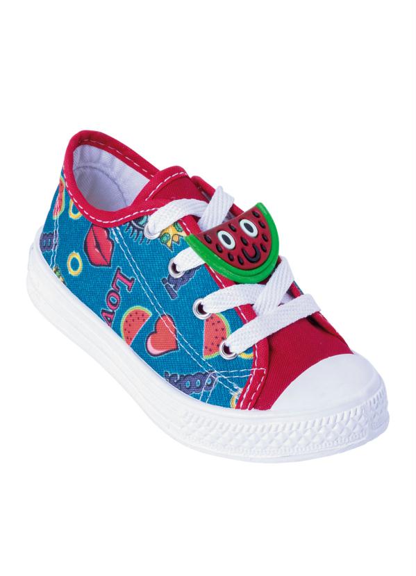 T�nis Infantil (Vermelho) em Tecido com Aplique