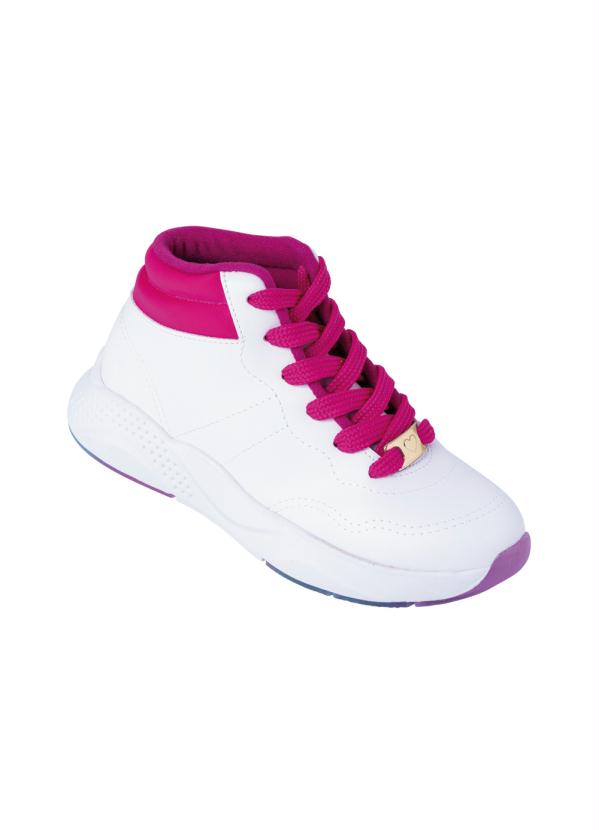 Tênis Molekinha (Branco) com Detalhes em Pink Tênis Molekinha (Branco) com Detalhes em Pink