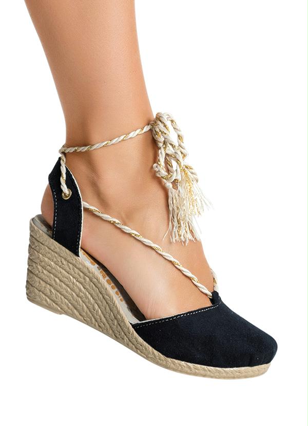 anabela preta de amarrar