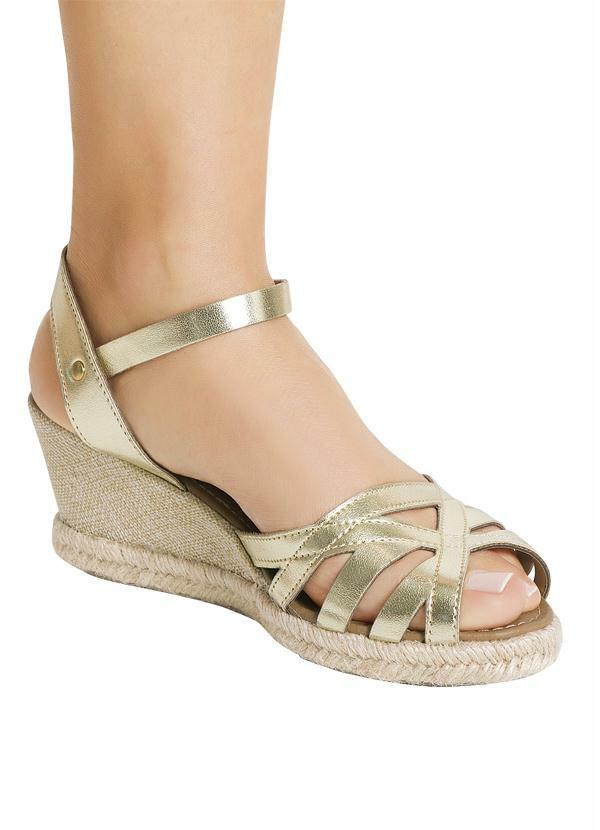 Sandália Anabela Dourada - Queima de Estoque