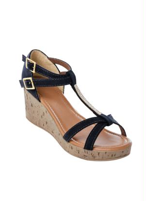 Sand�lia Plataforma (Preta) com Strass