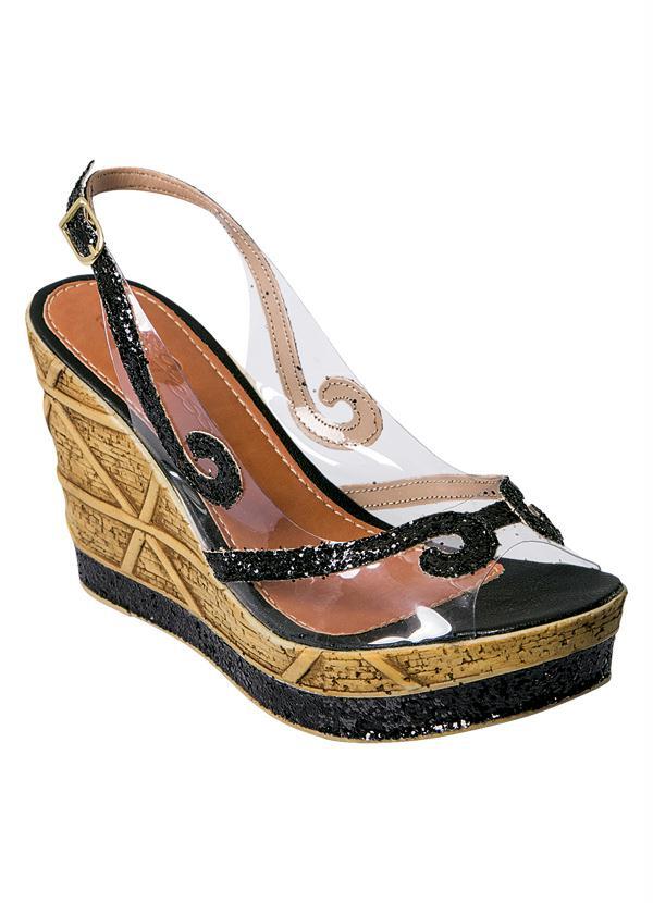 sandalia anabela com transparencia