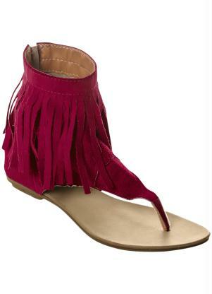 Sand�lia Rasteira (Vermelha) Detalhe Franjas