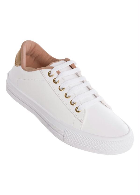 tenis branco e dourado