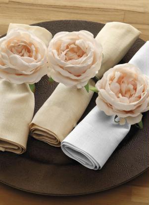 Jogo de Guardanapo 4 Pe�as (Creme) em Algod�o