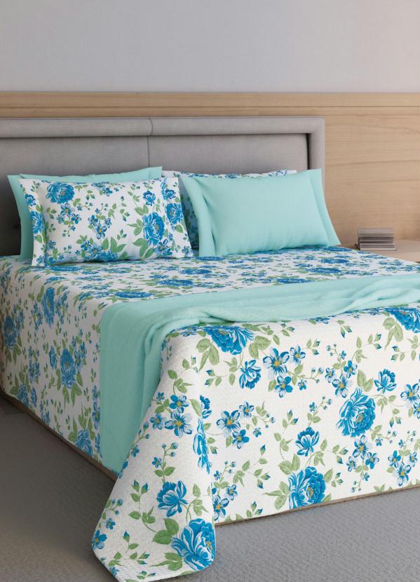 Jogo de Colcha Piquet (Azul (Solteiro)) 2 Pe�as