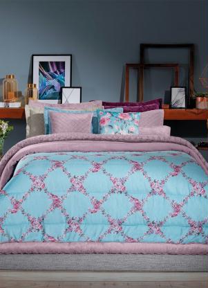 Edredom Plush (Floral Azul (Casal)) 1 Pe�a