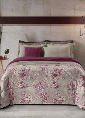 Edredom Plush (Floral Roxo (Casal)) 1 Pe�a