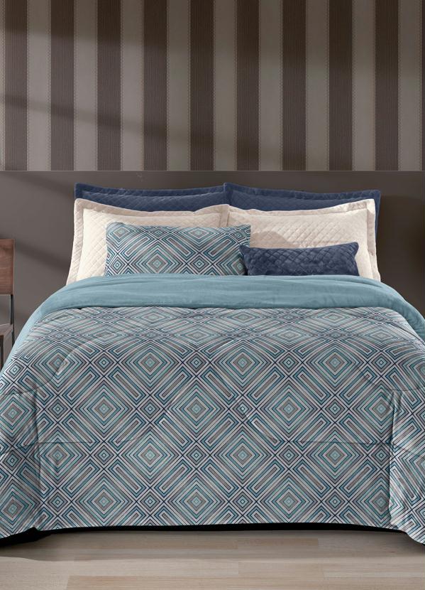 Edredom Plush (Geom�trico Azul (Casal)) 1 Pe�a