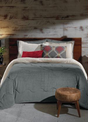 Edredom Plush Sherpa (Cinza (King)) 1 Peça Edredom Plush Sherpa (Cinza (King)) 1 Peça