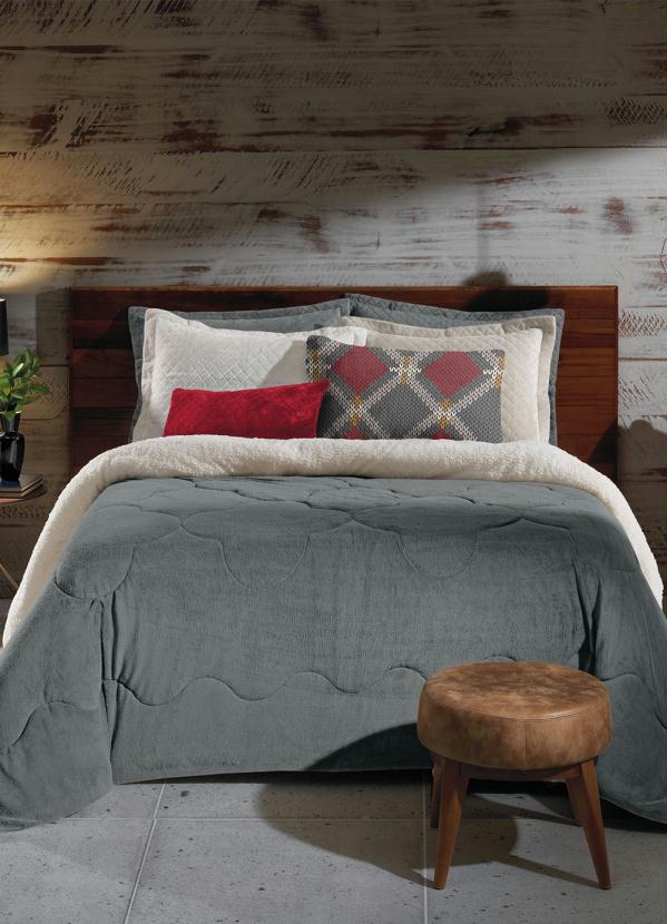 Edredom Plush Sherpa (Cinza (King)) 1 Peça Edredom Plush Sherpa (Cinza (King)) 1 Peça