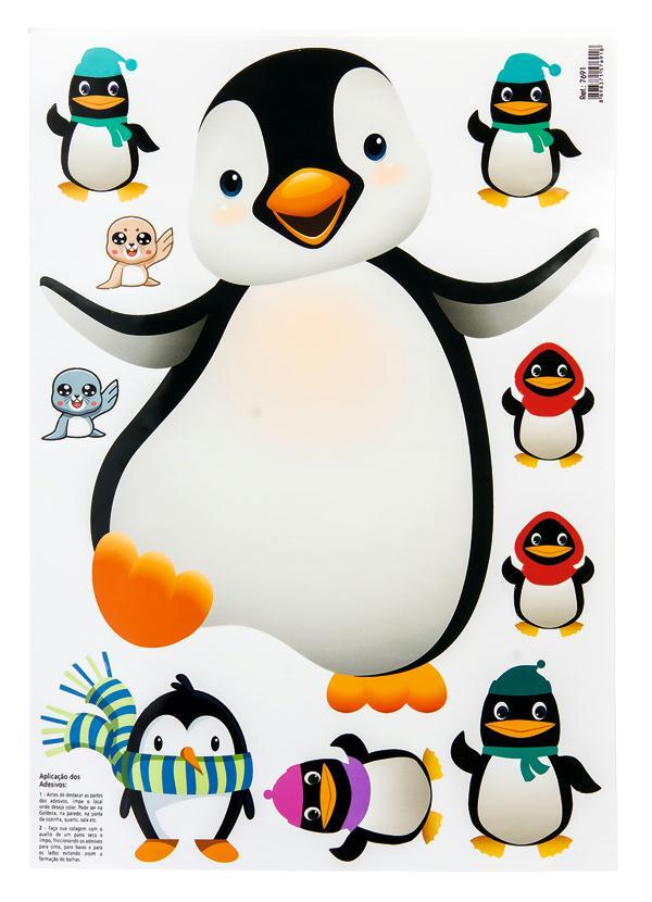Cartela De Adesivos Estampa Pinguim Lar Lazer