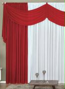 Cortina com Bandô Vermelha e Branca 300x170 cm