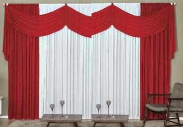 Cortina com Band� Vermelha e Branca 300x170 cm