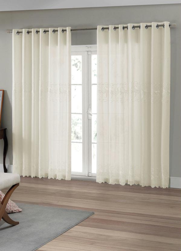 Cortina com Forro Bordada (Marfim) 420x250 cm