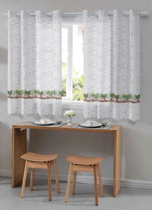 Cortina Cozinha Ervas (Branca) 260x120 cm