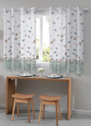 Cortina Cozinha P�ssaros (Branca) 260x120 cm